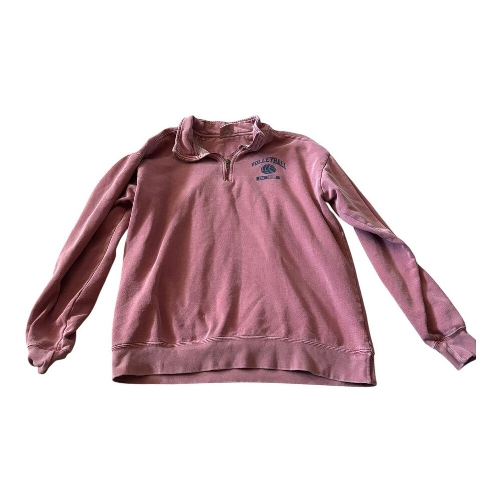 Comfort Colors Pink Half zip Volleyball Sweatshirt Size L